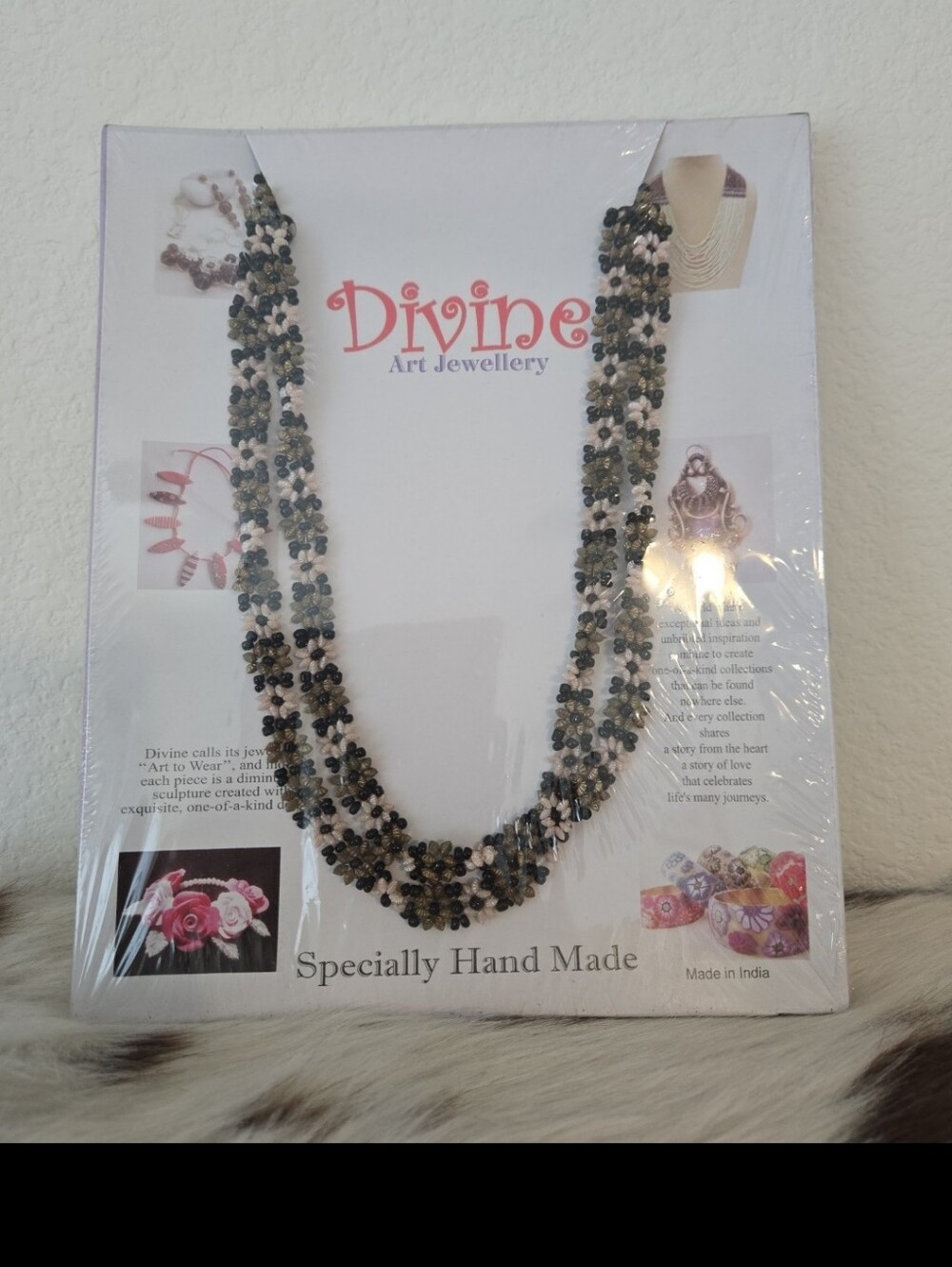 Handmade Multi-Strand Beaded Necklace in Black and White